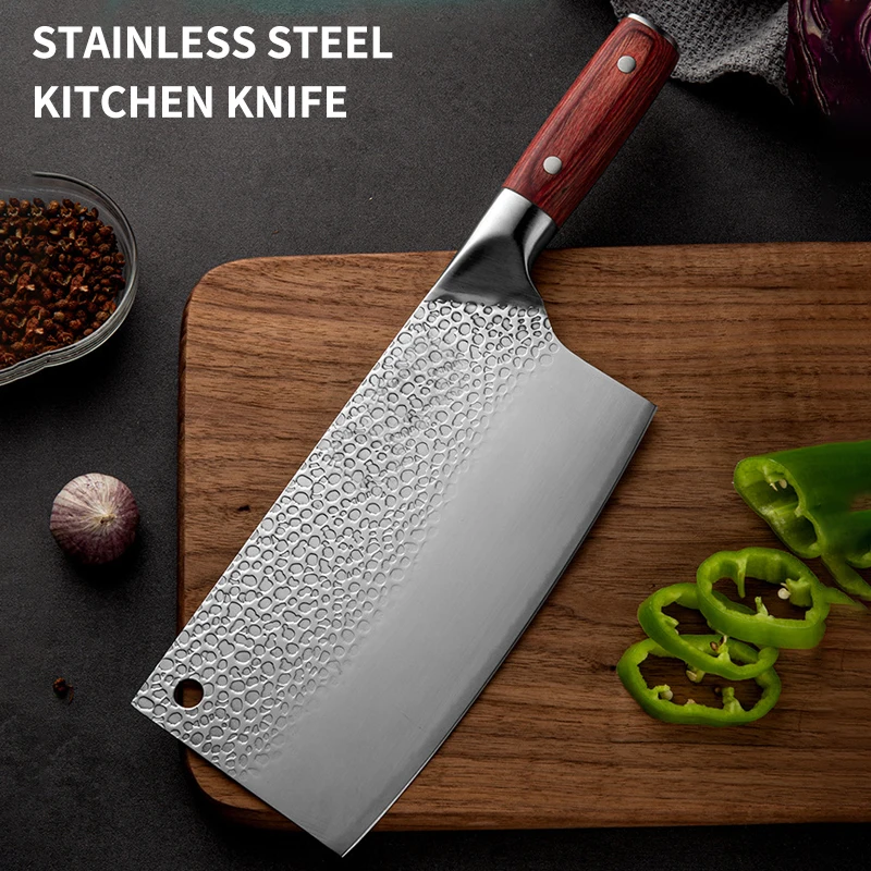 

Chinese Cleaver Handmade Chopper Chef 4cr13 Stainless Steel Knife Professional Kitchen Knives Meat Vege Slicer Chopping Knife
