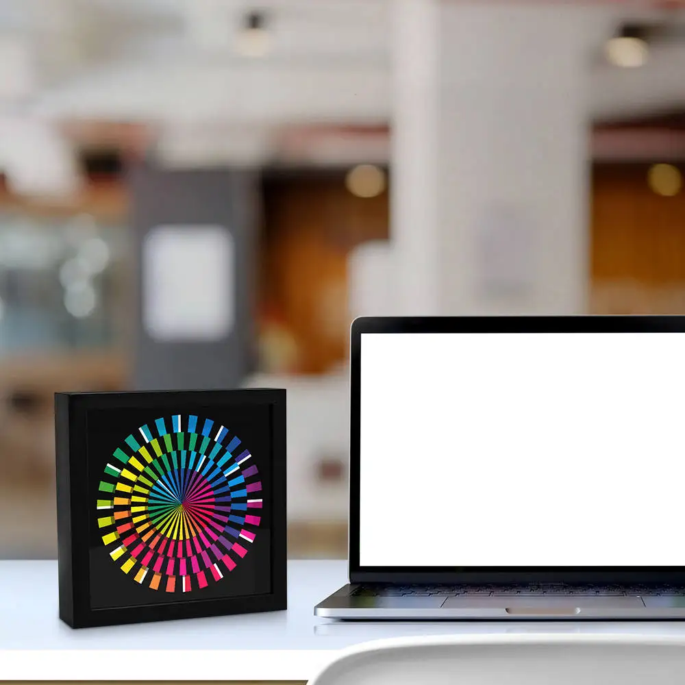 Деревянные настенные часы с изображением спектра красочные современные