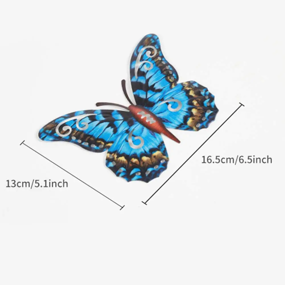 4pcs Metal Butterfly Wall Decoration Hanging Sculpture Artwork Garden Miniaturas Animal Outdoor Statues for Yard | Дом и сад