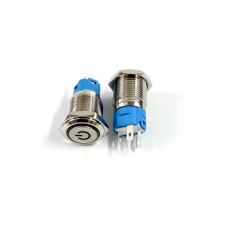 16 мм металлический кнопочный переключатель кольцевой светильник Мощность