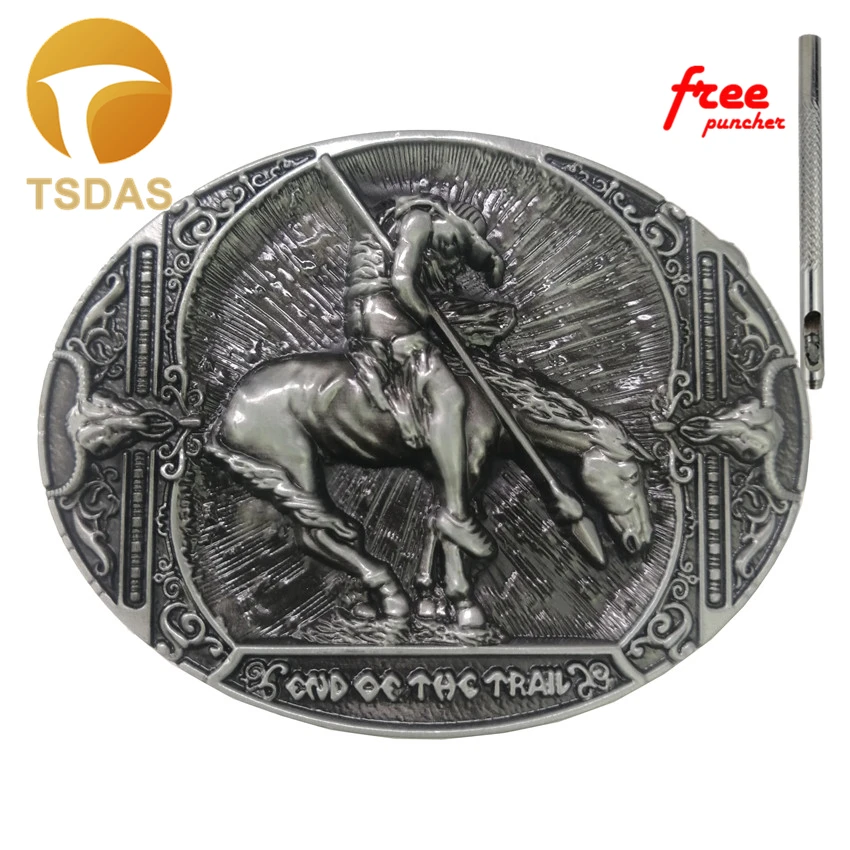 Ковбойская пряжка для ремня с серебряным металлическим покрытием Мужская