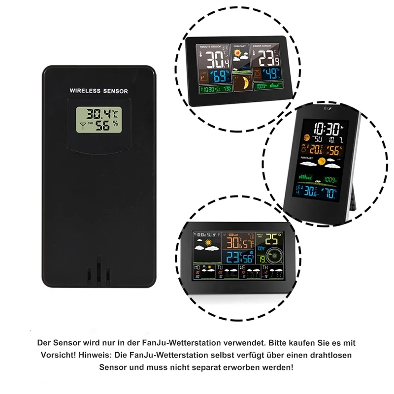 Беспроводной датчик 3 сигнальных канала наружный внутренний термометр гигрометр