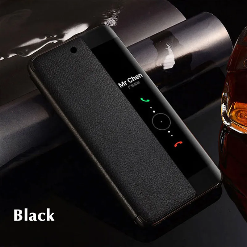 Black Роскошные Смарт-Защитные чехлы для Huawei Mate 20 Pro Mate 10 Pro, автоматический режим сна, откидная крышка для Huawei P20 Pro P20 Lite P10 Pro - Цвет: Black