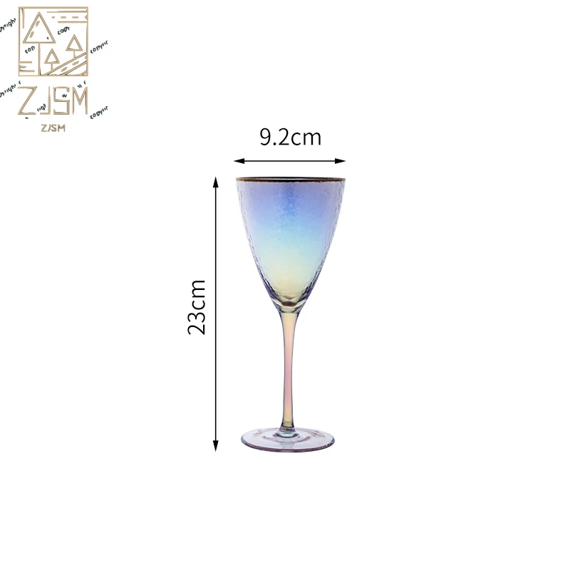 

Small fresh Phnom Penh Colorful Hammer Pattern Ion Plated Rainbow Goblet Sparkling Wine Champagne Glass Burgundy Red Wine