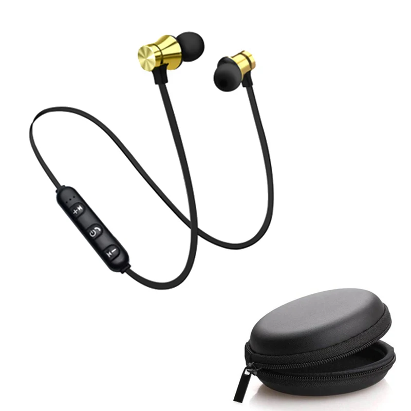 Gold with box Магнитные беспроводные Bluetooth наушники-вкладыши с микрофоном спортивные водонепроницаемые музыкальные затычки подарочные наушники для iPhone 6S Plus samsung 8 - Цвет: Gold with box