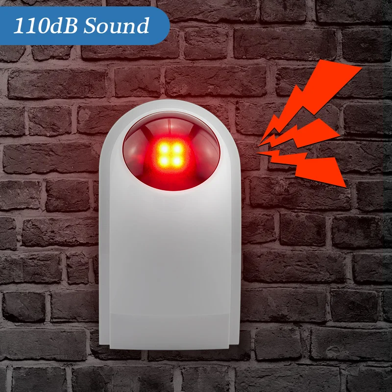 Керуи J008 110 дБ беспроводная мигающая световая сирена с сенсором для домашней системы сигнализации наружного и внутреннего применения.