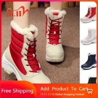 winter casual shoes warm womens walking boots hight top lace up flatform velvet ladies ankle boots
