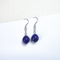kjjeaxcmy fine jewelry 925 pure silver inlaid natural lapis lazuli gemstone earrings for women