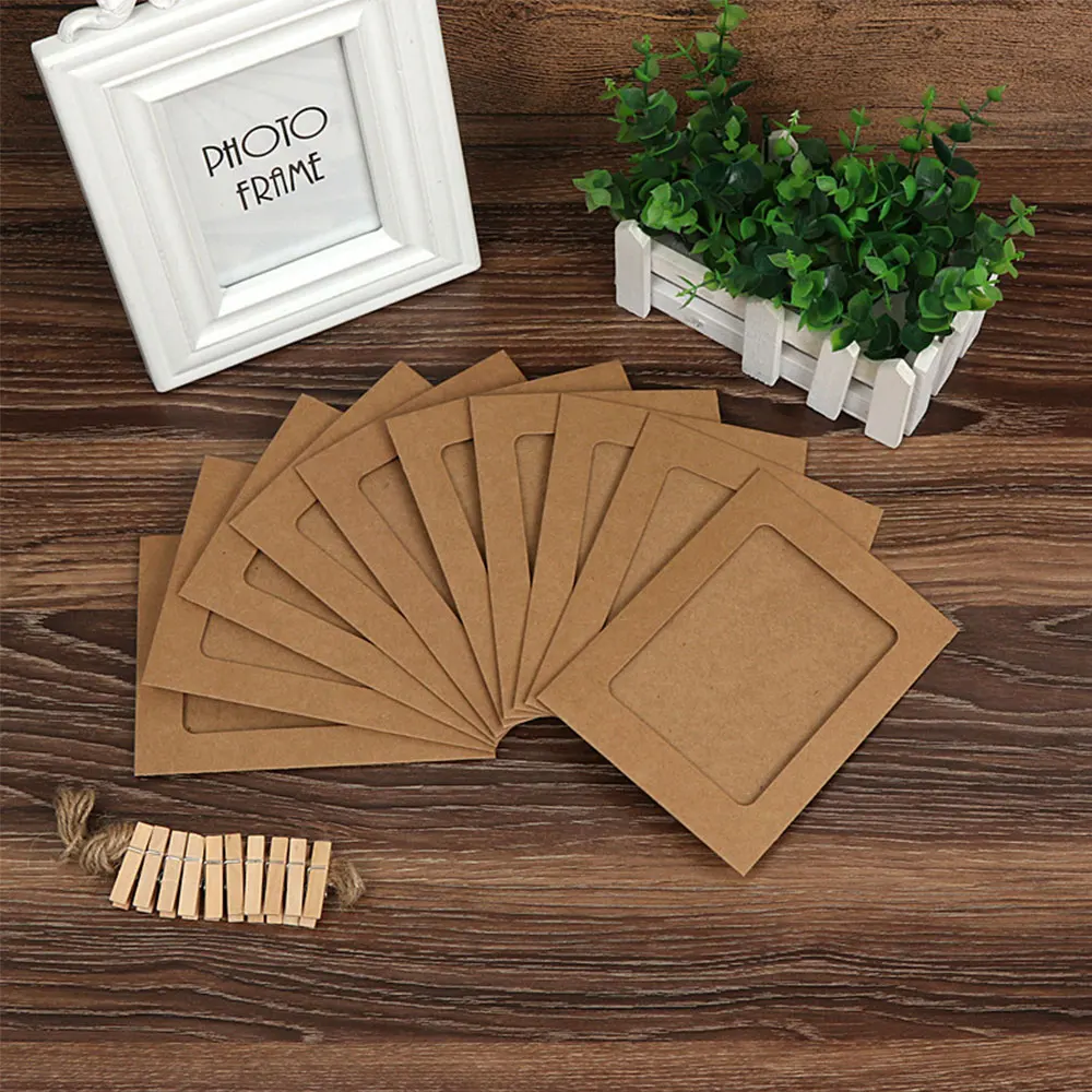 Горячая 10 шт DIY крафт-бумага фоторамка подвесная настенная рамка для фотографий и