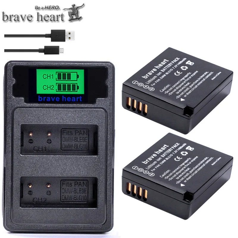 charger and 2battery DMW-BLG10 ДМВ BLG10 BLE9E BLE9 DMW-BLE9 BPDC15 Батарея для цифрового фотоаппарата Panasonic LUMIX GF5 GF6 GX7 LX100 GX80 GX85 Аксессуары для фотоаппаратов - Цвет: charger and 2battery