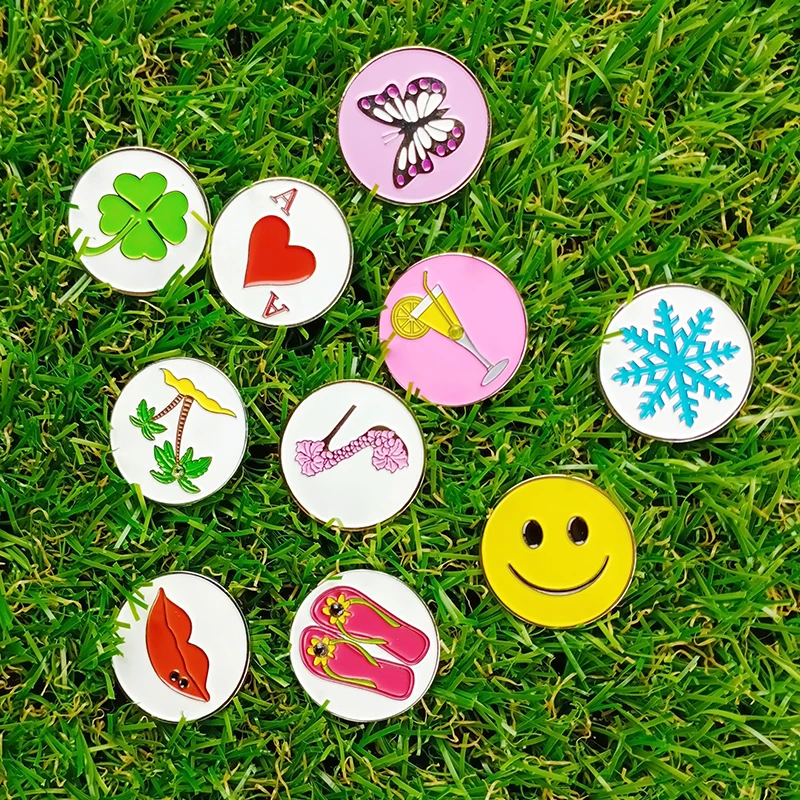 PINMEI Embossied Golf Ball Marks наборы из 5 маркеров для гольфа Подарки для гольфа для леди / детей, подходящие для любых магнитных зажимов для шляп для гольфа