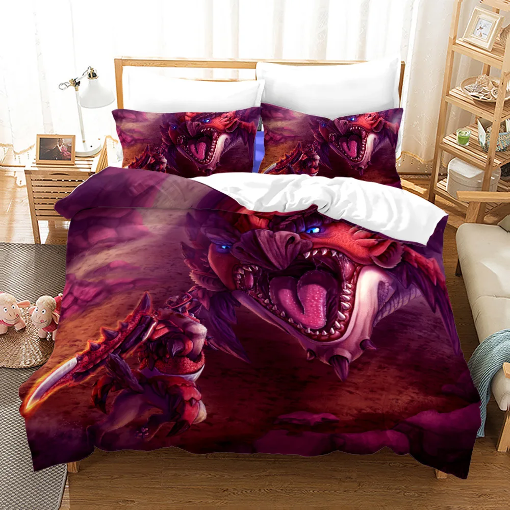 

Children fashion HD Digital Print Monster Hunter Bedding Sets Duvet Cover+ Pillowcase 2/3pcs Customized bed set US/AU/EU 12 size