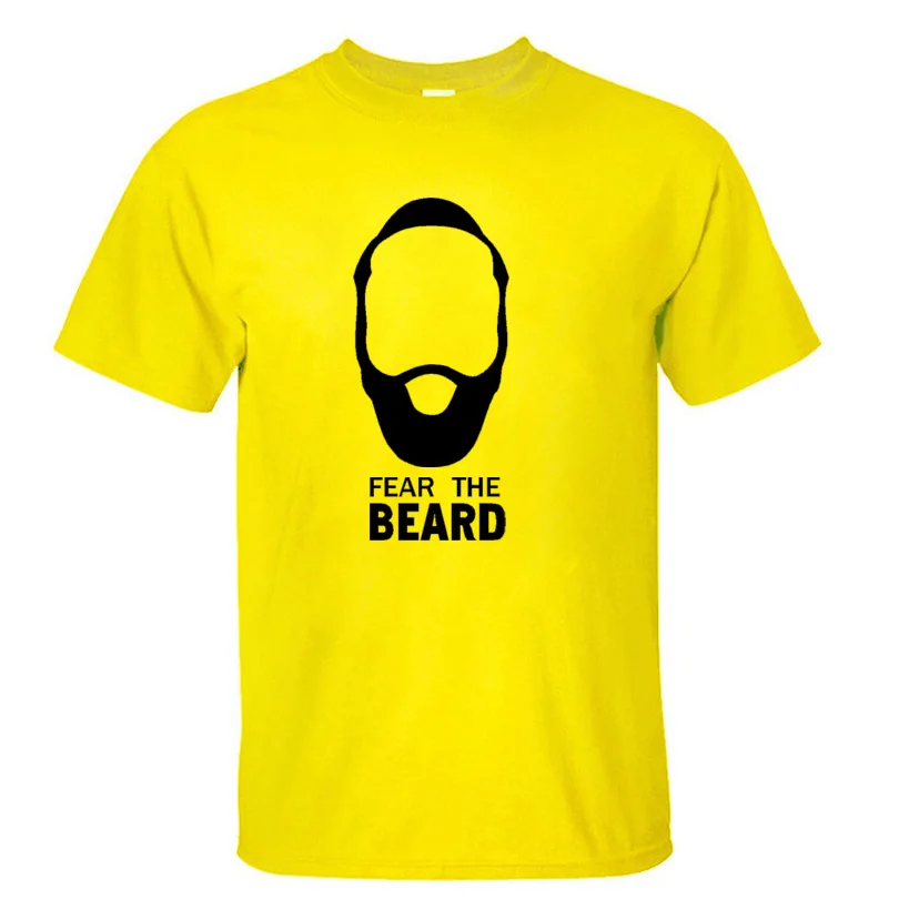 Мужские хлопковые футболки с круглым вырезом и надписью «Star James Harden Fear the Beard» - Цвет: yellow black
