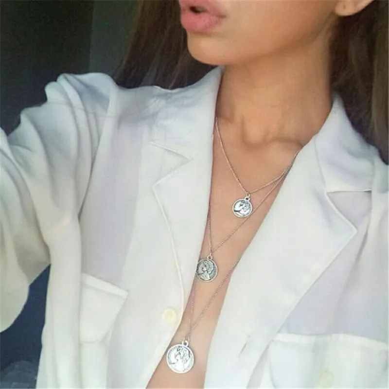 Ожерелье-чокер многослойное женское модное ожерелье с кулоном в виде головы