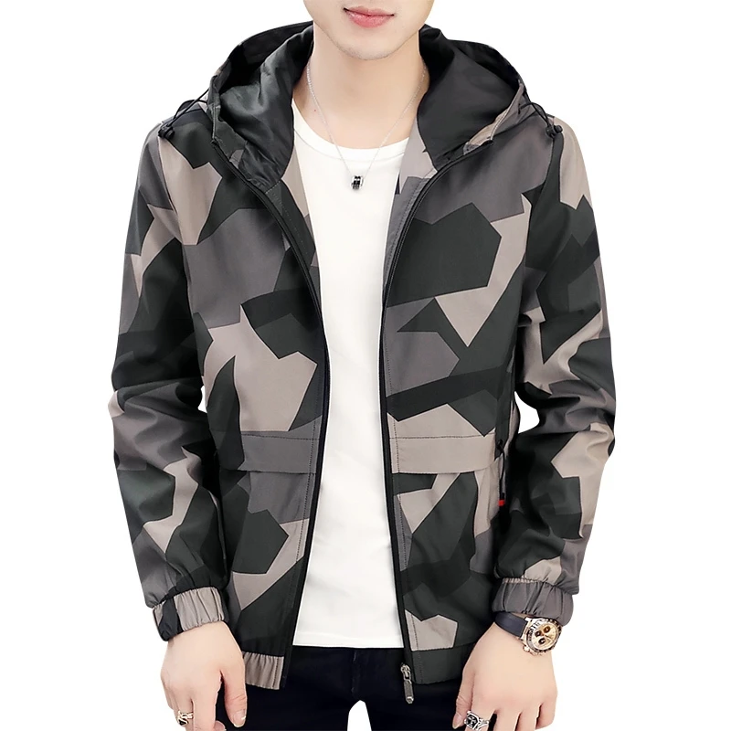 

jacket thin Men's section 2020 spring autumn Korean version trendy casual handsome wild coat windbreaker Free Khaki