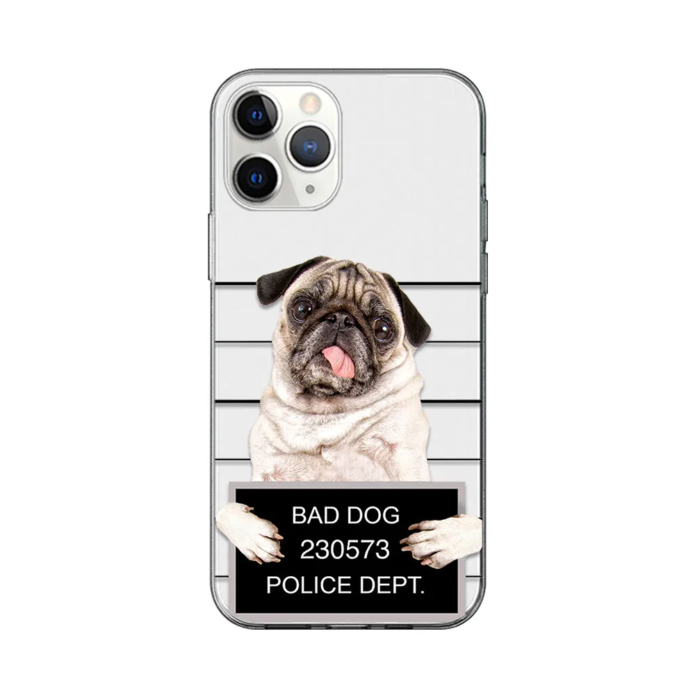 

Funny Pug Dog Case For iPhone 12 11 Pro Max Back for iPhone X XR XS MAX 7 8 6 S Plus 5 SE 2020 Soft Silicon TPU Phone Funda Capa
