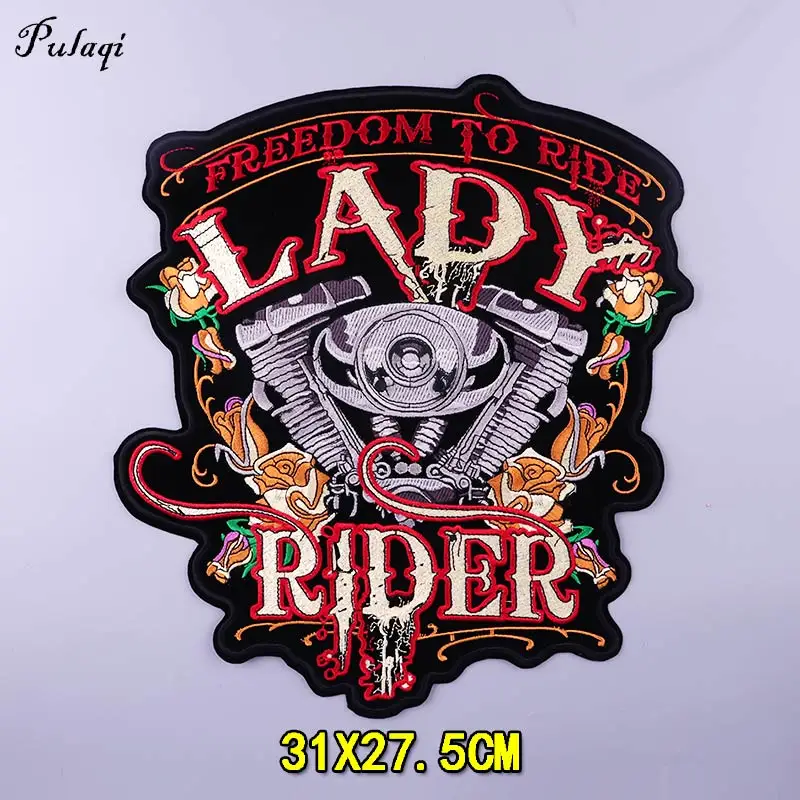Punk Biker Patch Iron On Embroidery Patches Clothes Big Pacthes For Jackets Denim Applique DIY Rock Large Back Pacth Badges | Дом и сад