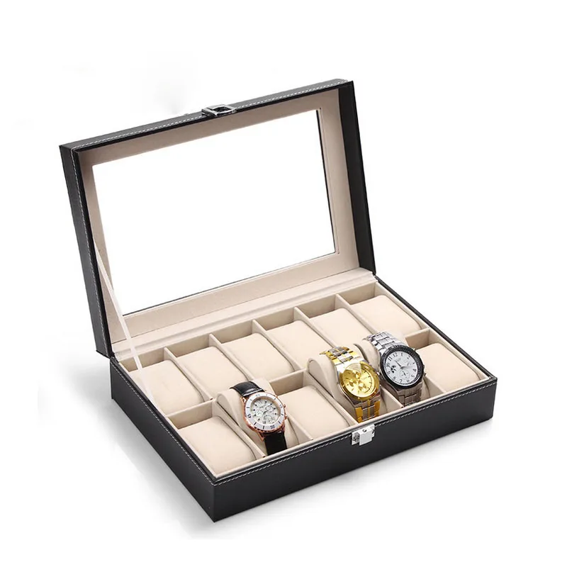 

12 Grid Leather Watch Box Display Case Box Jewelry Collection Storage Organizer Wristwatch Box 2020 NEW