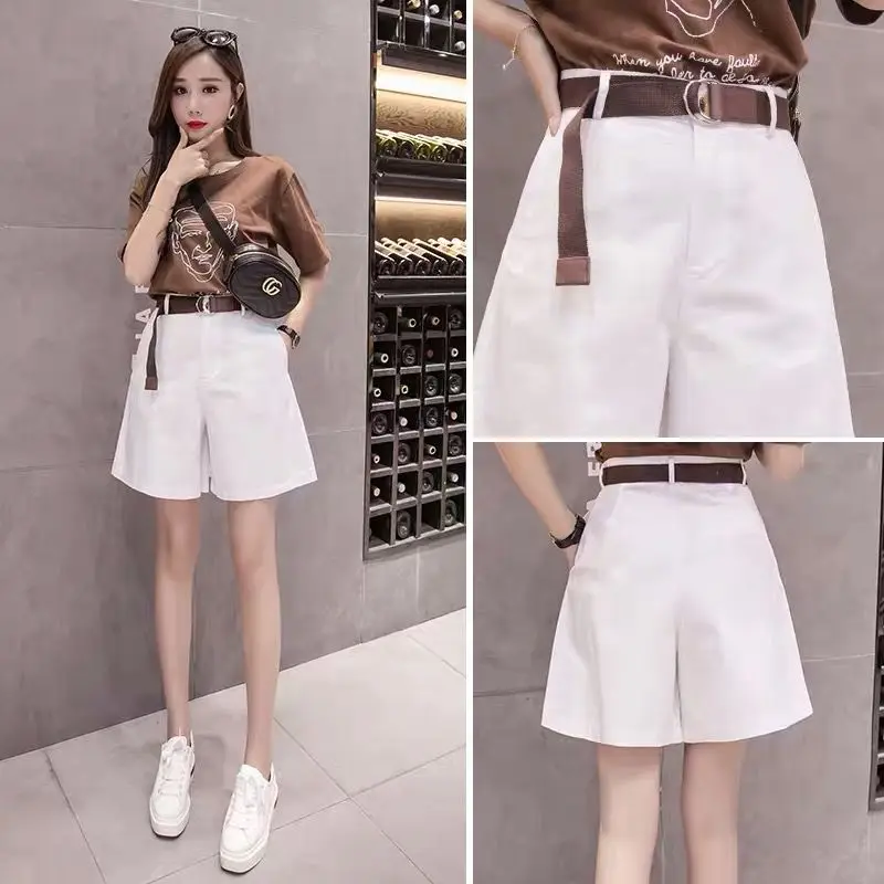 

Loose shorts women's 2021 summer new Korean wide leg Capris show thin high waist A-line hot pants casual pants