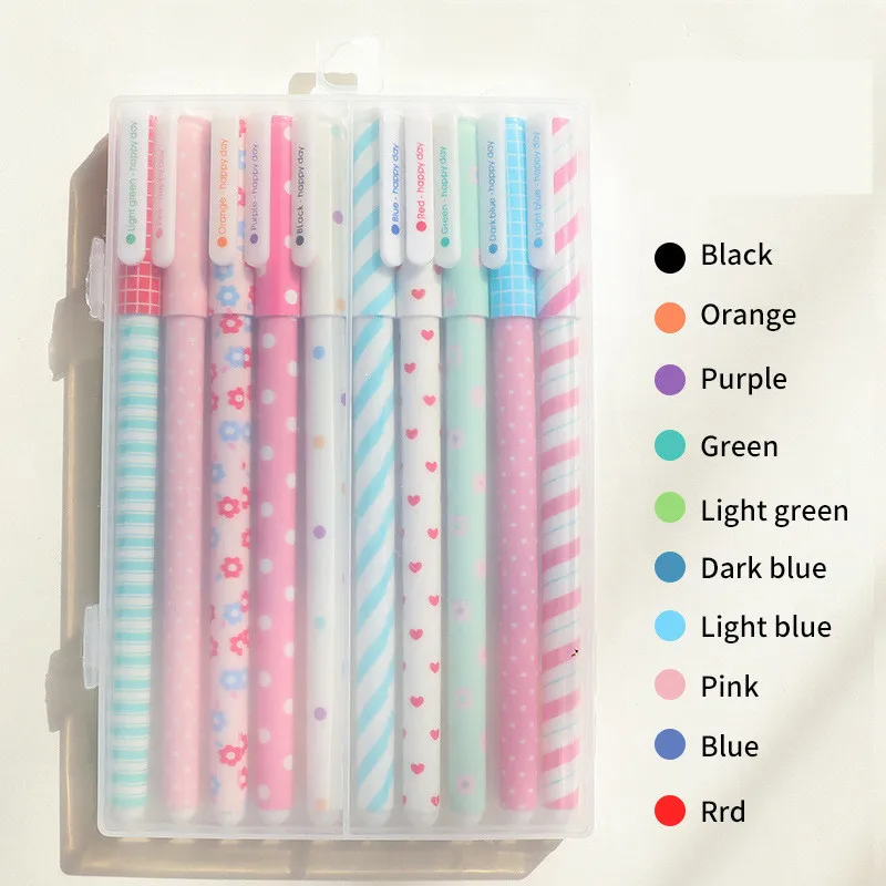 10 шт. корейские кавайные канцелярские ручки Цветочная гелевая ручка черная 0 5 мм