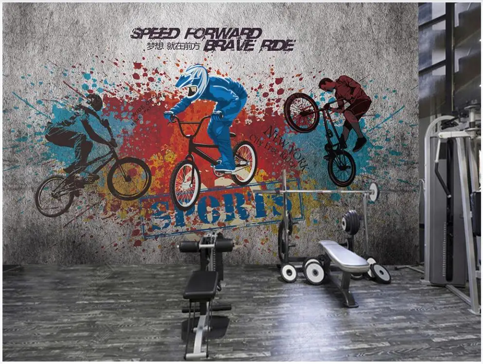 

3d photo wallpaper custom mural on the wall Hand drawn bicycle sports painting home decor wallpaper in the living room