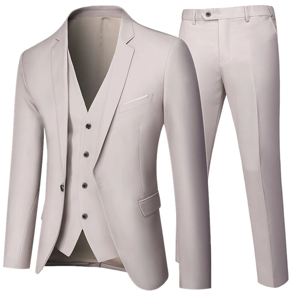 

Business Suit Jacket Coat Blazers Trousers Waistcoat Men's Wedding Three Pieces Pants Vest Large Size Professional Suits