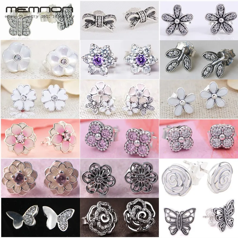 

Женские серьги-гвоздики из серебра 925 пробы, с цветами и бабочками