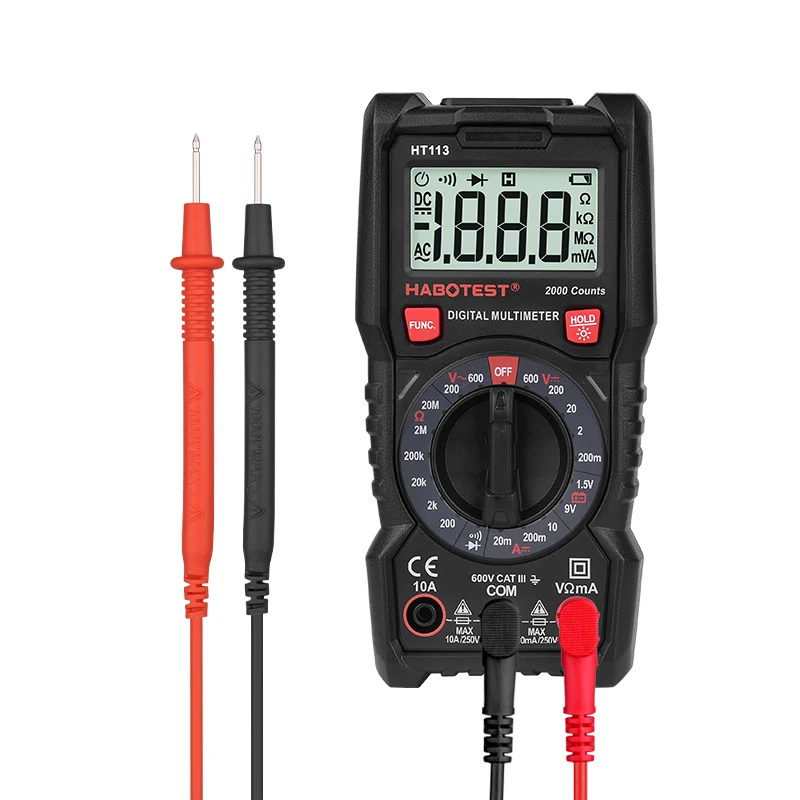 Habotest HT113 600 в цифровой мультиметр мультитестер AC DC напряжение тока 10A ом тестер