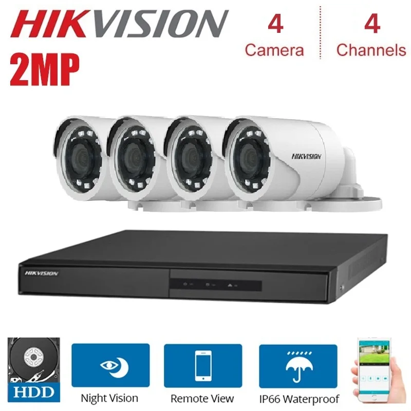 HD Hikvision английская версия 2MP 1080P 4CH DVR с 4 камерами система видеонаблюдения DVR комплекты