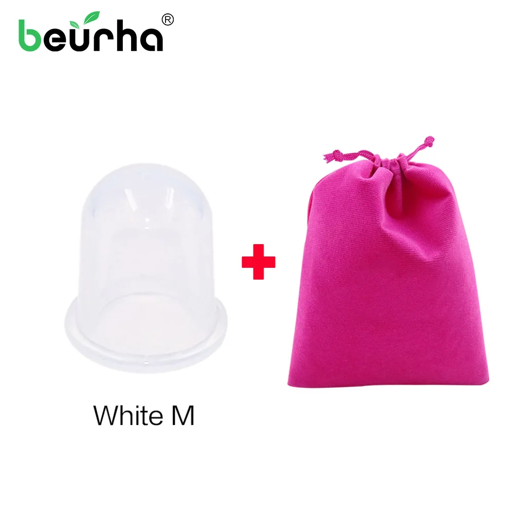 1 piece White M 1 шт. S/M/L/XL силиконовые вакуумные чашки для расслабления шеи спины медицинский массажер банки для антицеллюлитного здоровья с мешком - Цвет: 1 piece White M