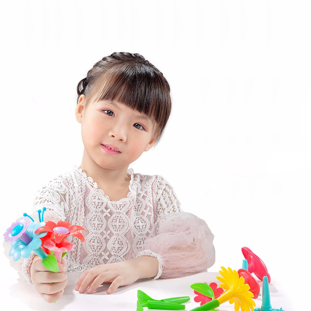 46pcs Flower Arrangement For Kids Learning DIY Toddler Fun Educational Children Assemble Toy Colorful Growing Playset Craft | Игрушки и