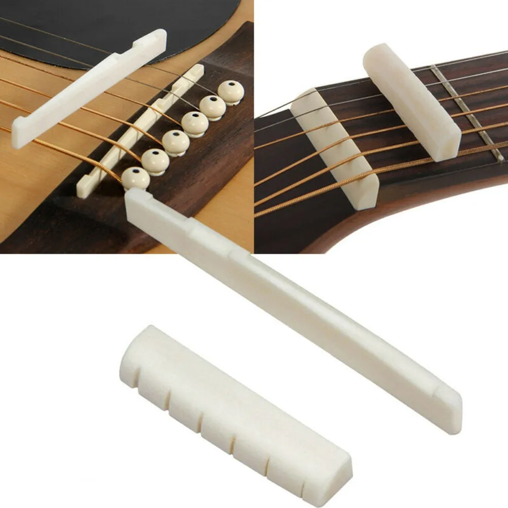 

1 Set Natural Bone Guitar Bridge Nut Saddle For 6 String Acoustic Guitar White Musical Stringed Instrument Guitar Accessories