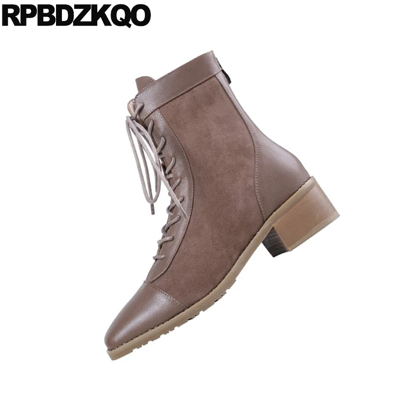 В стиле ретро Замшевые ботинки для женщин на шнуровке спереди и каждый день Сезон