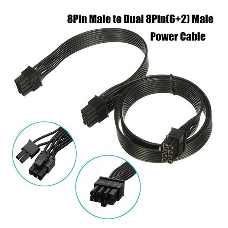 1 шт. 80 см PCI Express 8pin к двойному 6 + 2Pin питание Кабель PCIE 8 Pin 2 усилитель Мощность