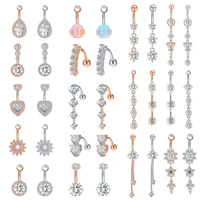 stainless steel belly button rings 14g drop dangle belly rings for women opal belly navel piercing rose gold body jewelry