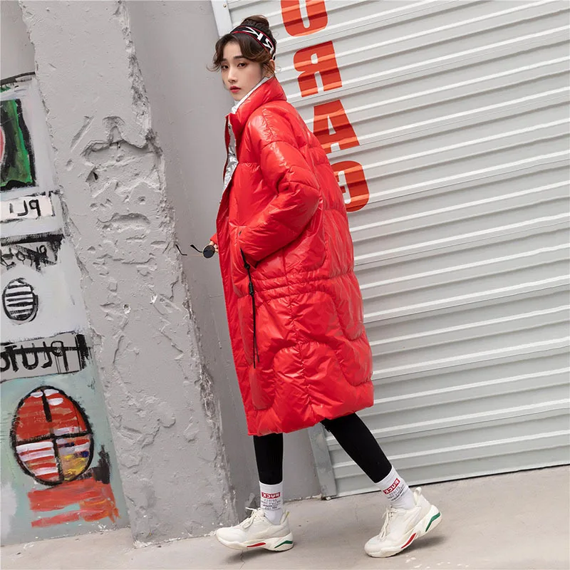 Однотонные свободные женские длинные зимние парки карманы пальто и куртки