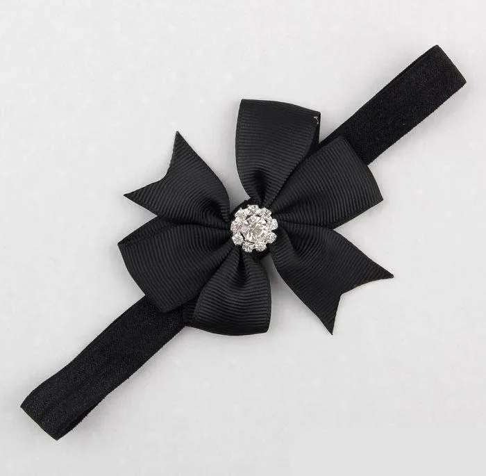 

Free Shipping Wholesale 18 Colors Rhinestone Dovetail Bow Baby Headband Children Hairband