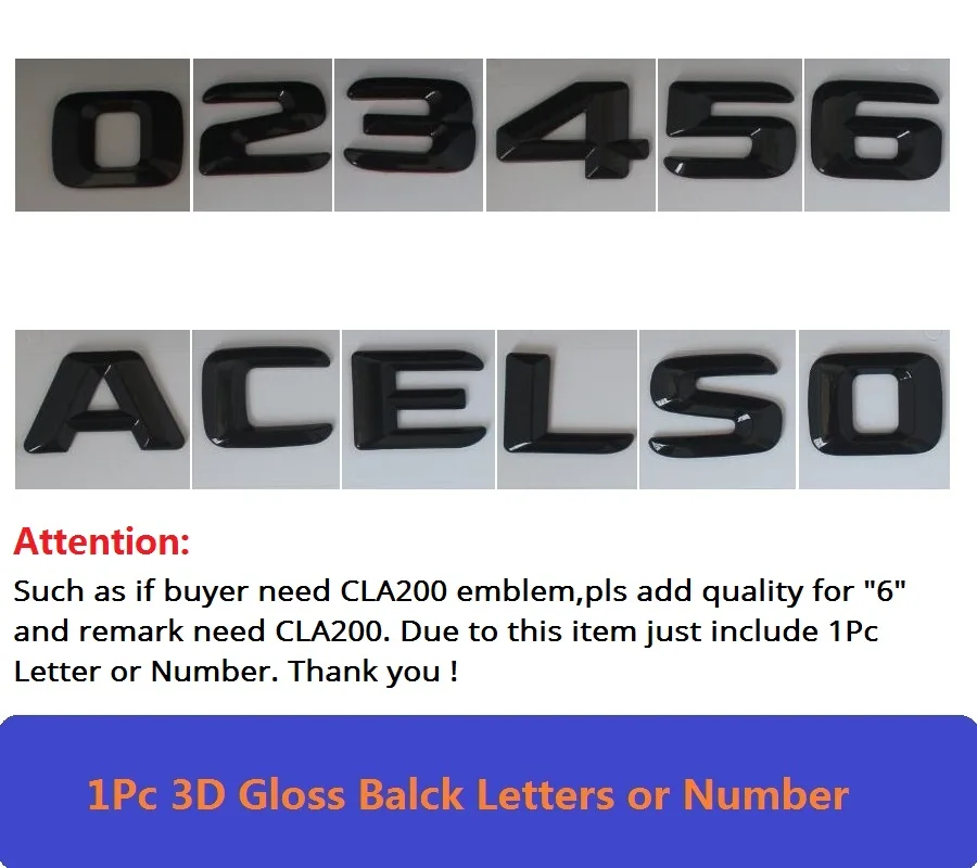 1Pc Letter or Numer 3D черный глянец C117 CLA Автомобильная эмблема CLA45 CLA180 CLA200 CLA220 CLA250 эмблема значок наклейка авто турбо логотип для Mercedes Benz AMG - Цвет: 1Pc Letter or Numer