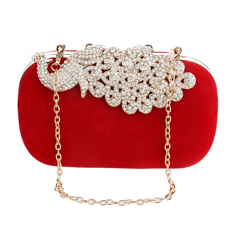 

Rhinestones Velvet Clutch Evening Bags Retro Diamond Handbags Lady Chain Flap Shoulder Bag Evening Party Purse Dinner Clutch Ba