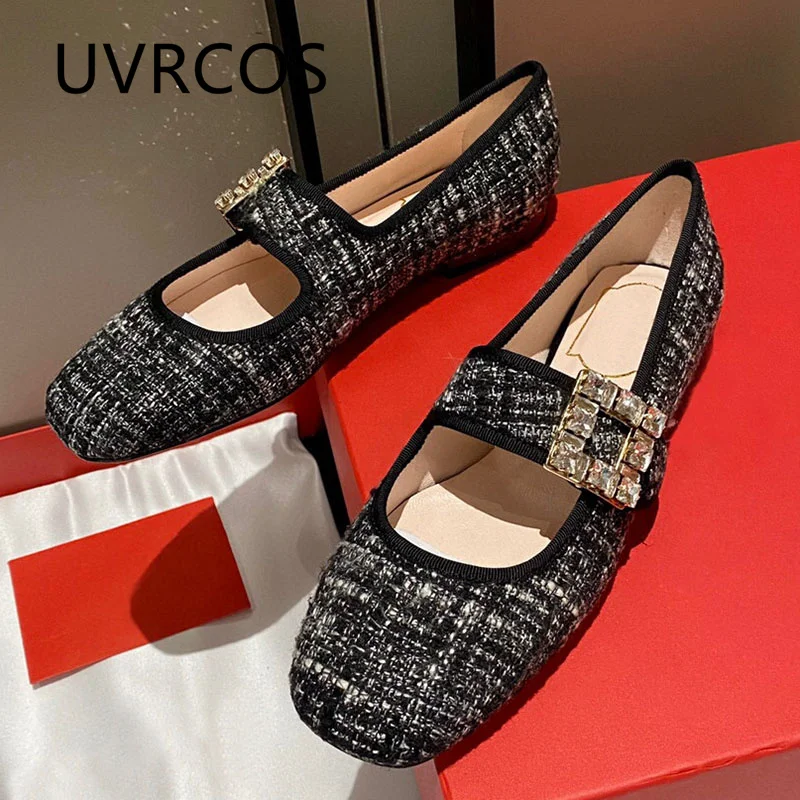 

Autumn And Winter New Drill Buckle Flannel Ballet Shoes Comfortable And Elegant Texture Retro Design Women Shoes 2021