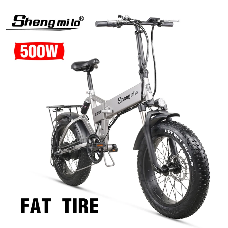 

Shengmilo 500W City Bike Folding Electric Bicycle Electric Mountain Bike 20 inch 4.0 Fat Tire Ebike 48V 12.8ah Lithium Battery