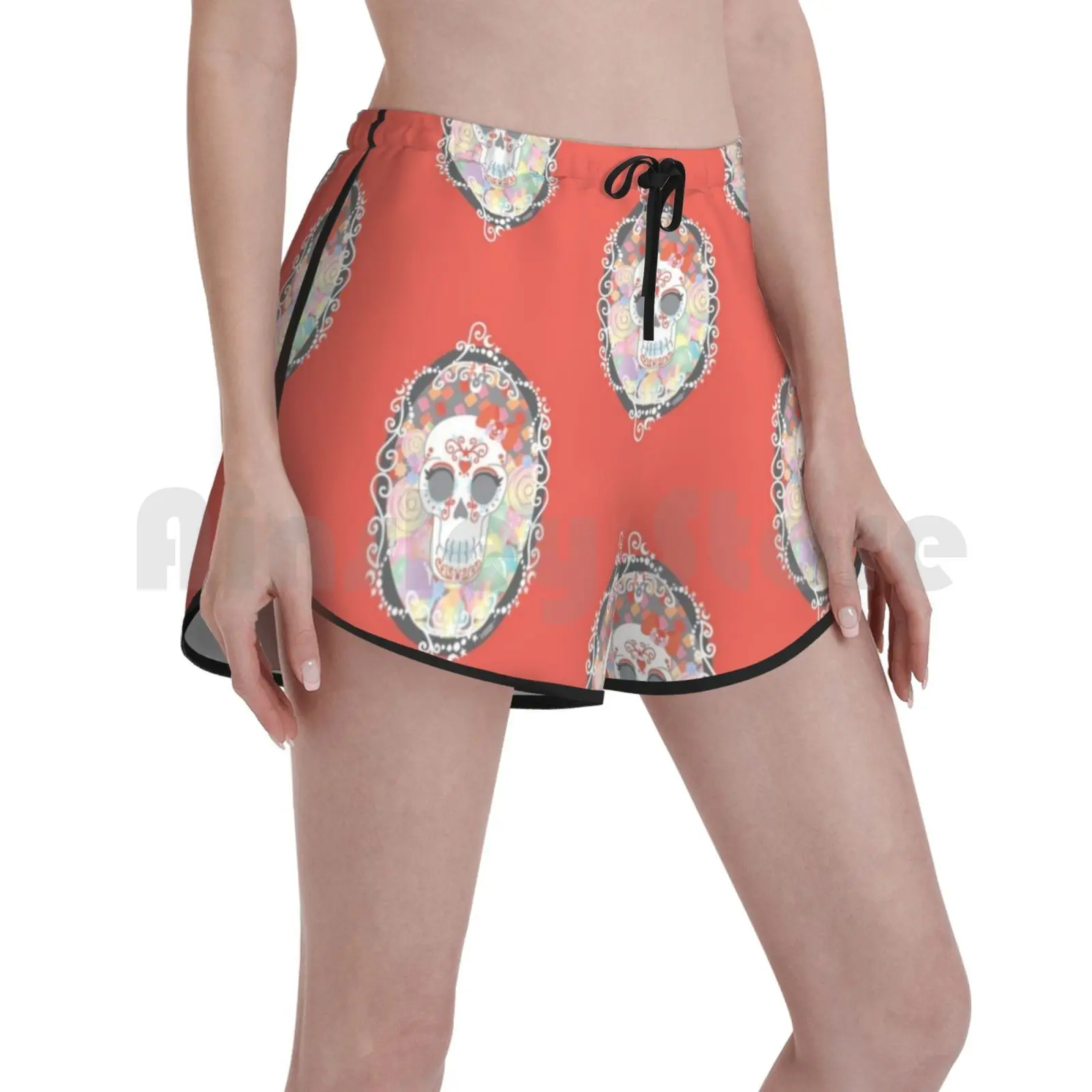 

Candy Lady Cameo Swim Shorts 111 Beach Shorts Dia De Los Muertos Candy Skull Skull Gothic Pastel Sweet Snacks