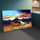 Картина на холсте с животными в скандинавском стиле, настенный постер с изображением двух Бегущих Лошадей, Современный домашний декор, печать картин для спальни