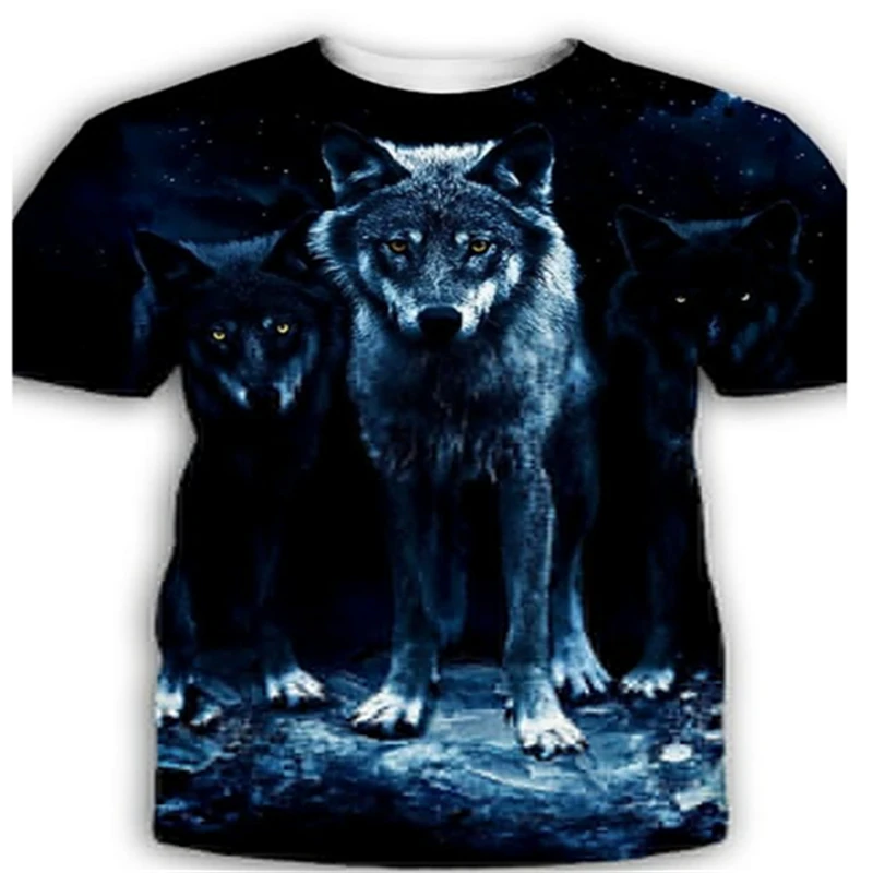 

Summer new style wolf print 3D men's T-shirt round neck short-sleeved men's casual animal print 3D men's T-shirt for men