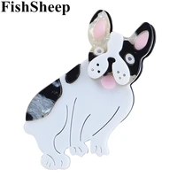 fishsheep 2021 new cute bulldog acrylic brooches pins for women resin cartoon dog animal lapel pin clothing accessory kids gift