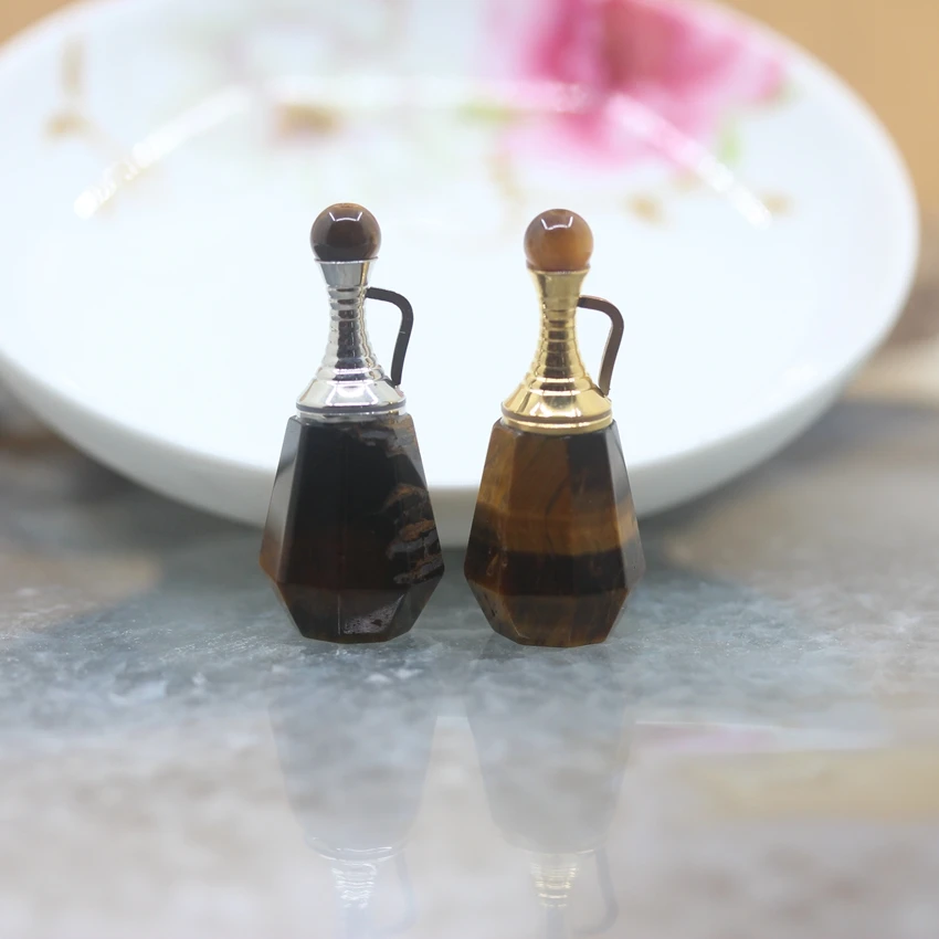 Подвеска в виде флакона с тигровым глазом золотистые желтые драгоценные