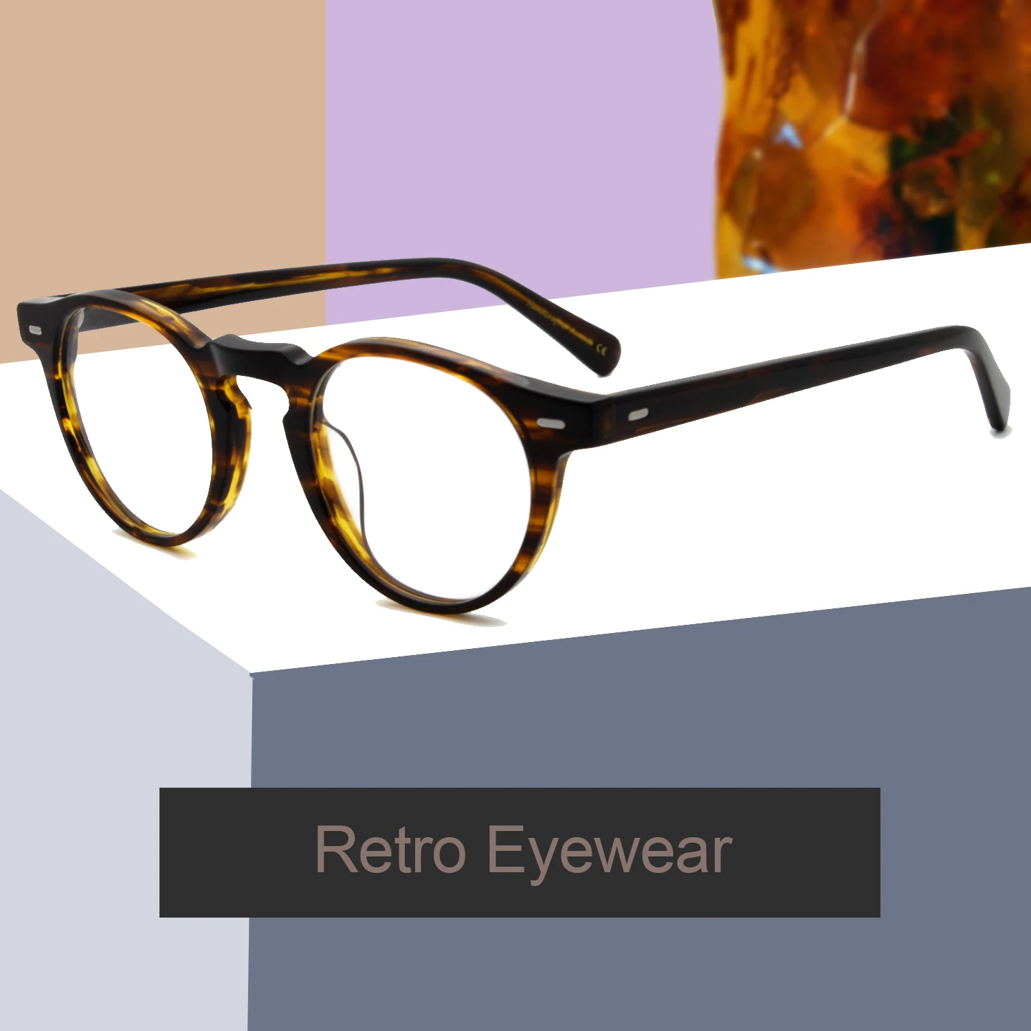 

Круглые винтажные ацетатные очки для женщин и мужчин, оптические оправы для близорукости по рецепту, компьютерные очки G254