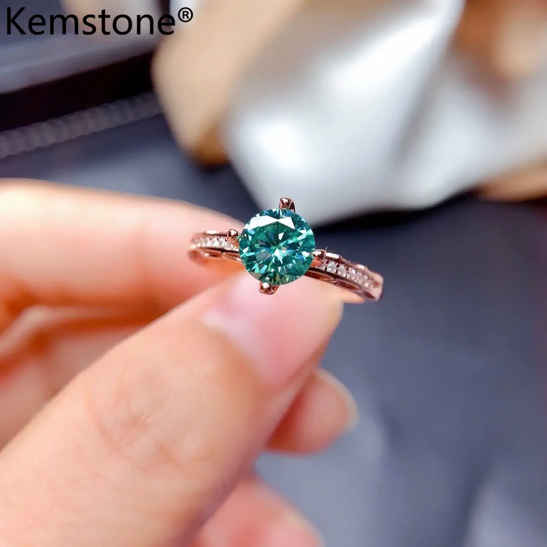 

Kemstone Rose Gold Silver Plated Green Zircon Female Adjustable Cuff Ring Gift Jewelry for Women