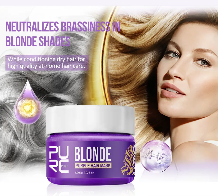 

Purple Hair Mask Removes Yellow And Brassy Tones Repairs Frizzy Make Hair Soft Smooth Professional Hair Mask Hair Care 60ml