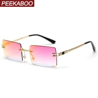 peekaboo male square woman sunglasses rimless 2021 summer high quality rectangular glasses for men gold framless uv400
